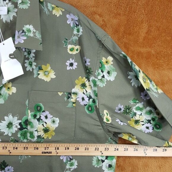 JOHN ELLIOTT Camp Shirt Mens Size 4 XL Green Floral Camo Bloom Pocket $298 - Picture 7 of 9